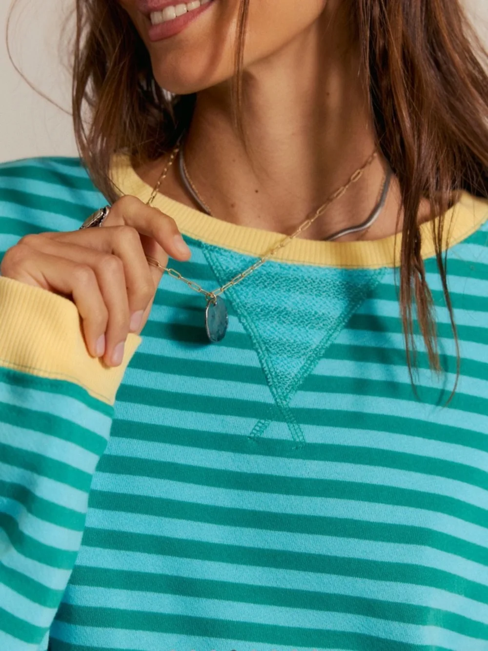 Free People Classic Striped Oversized Crewneck - Picture 3 of 8